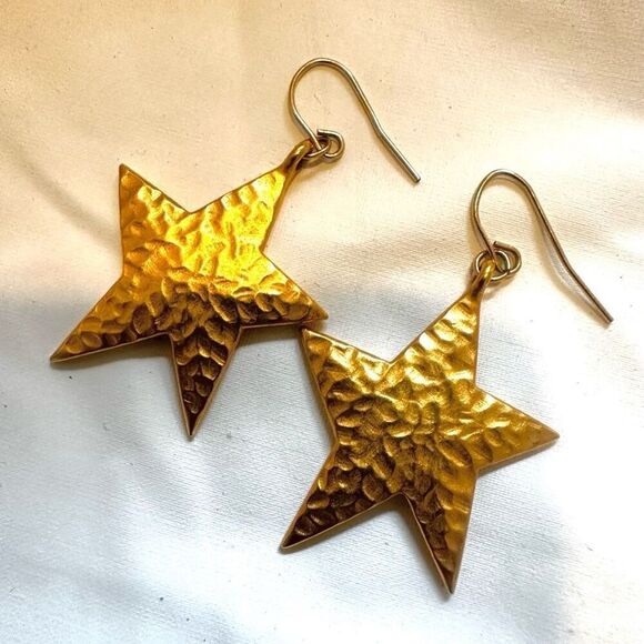 Napier textured gold star drop earrings - Picture 2 of 7